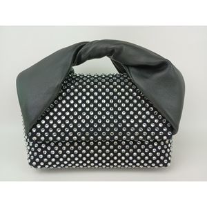 JW Anderson Women's Black Leather Crystal Twister Midi Crossbody Tote Purse Bag